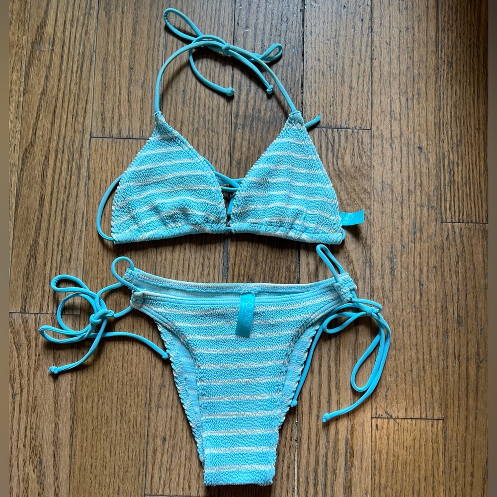 Bound by Bond-Eye Turquoise and White Striped Bikini